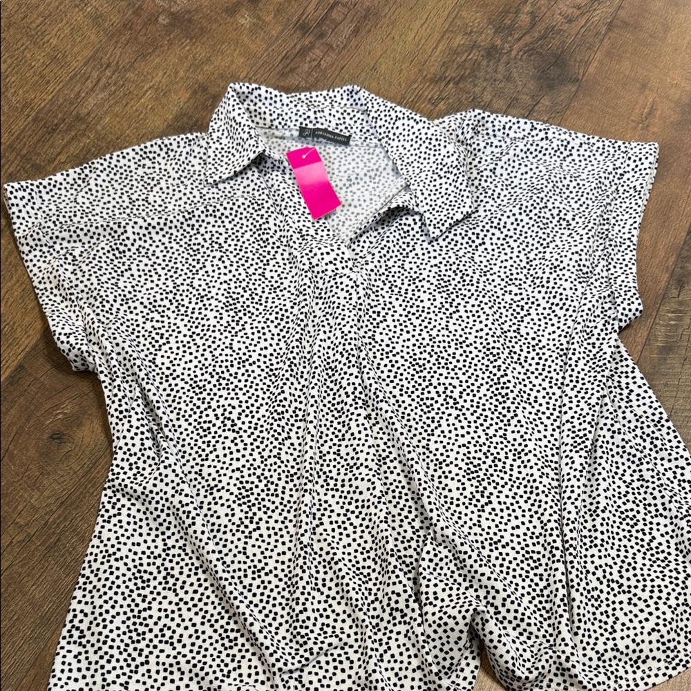 Adrianna Papell Black and White Patterned Blouse